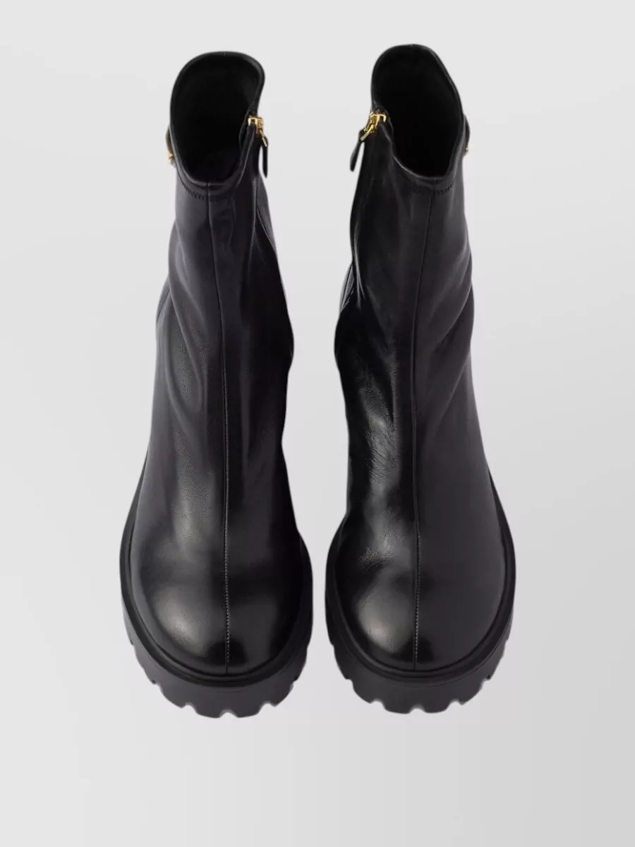 Prada Leather Platform Ankle Boots