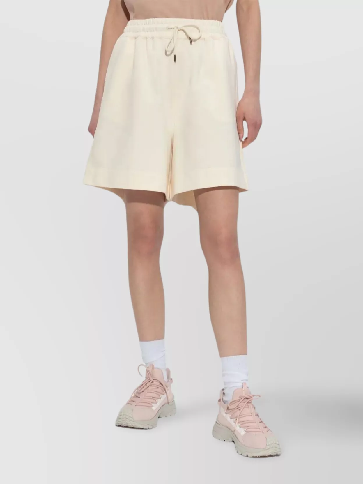 Moncler Cotton Elastic Waistband Side Pockets Drawstring Shorts
