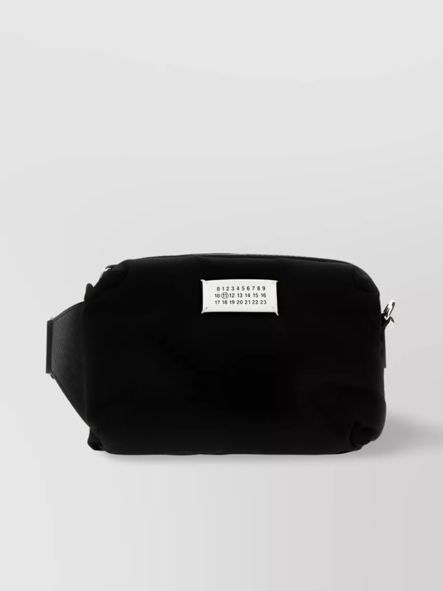 Shop Maison Margiela Front Zip Numbers Shoulder Bag In Black