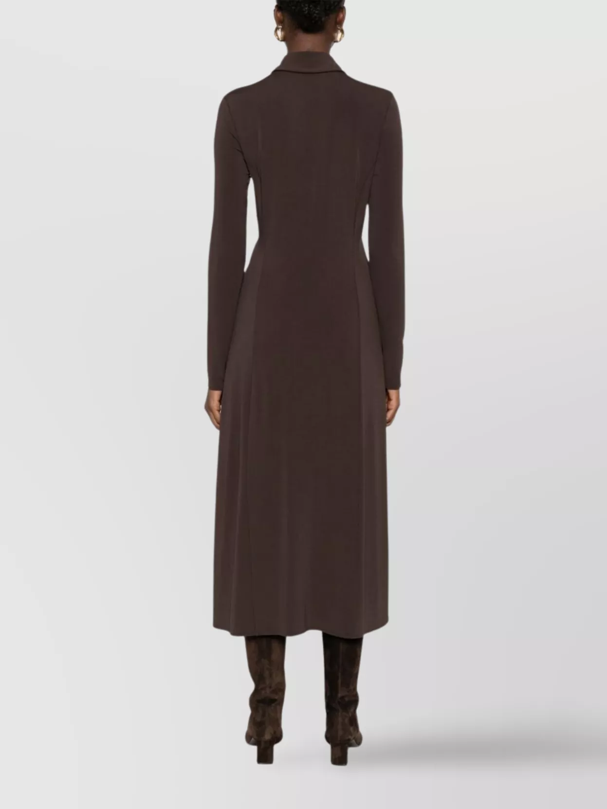Max Mara Waist Belt Long Sleeve Midi Dress