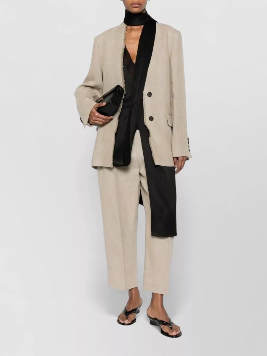 Totême Linen Textured Single-Breasted Suit Jacket