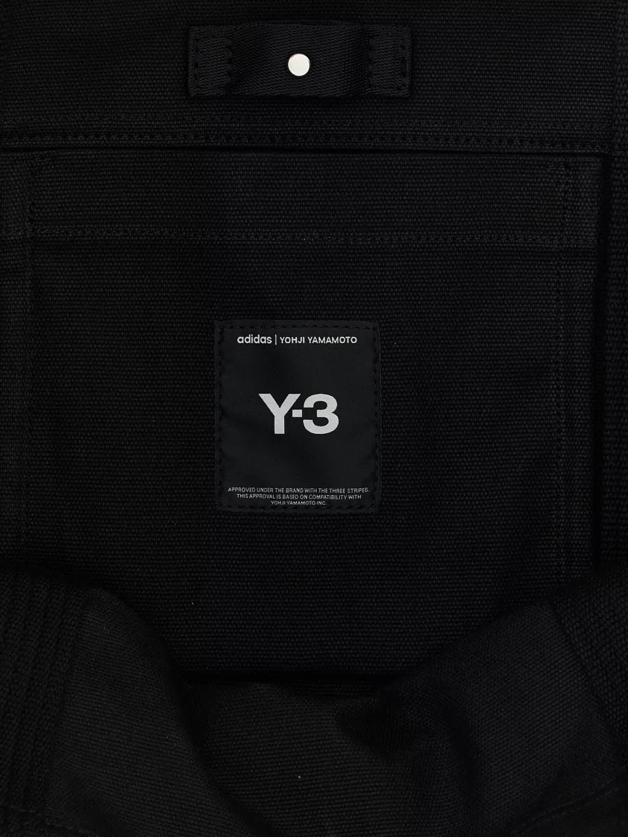 Y-3 Logo Canvas Shopping Tote Bag Top Handles