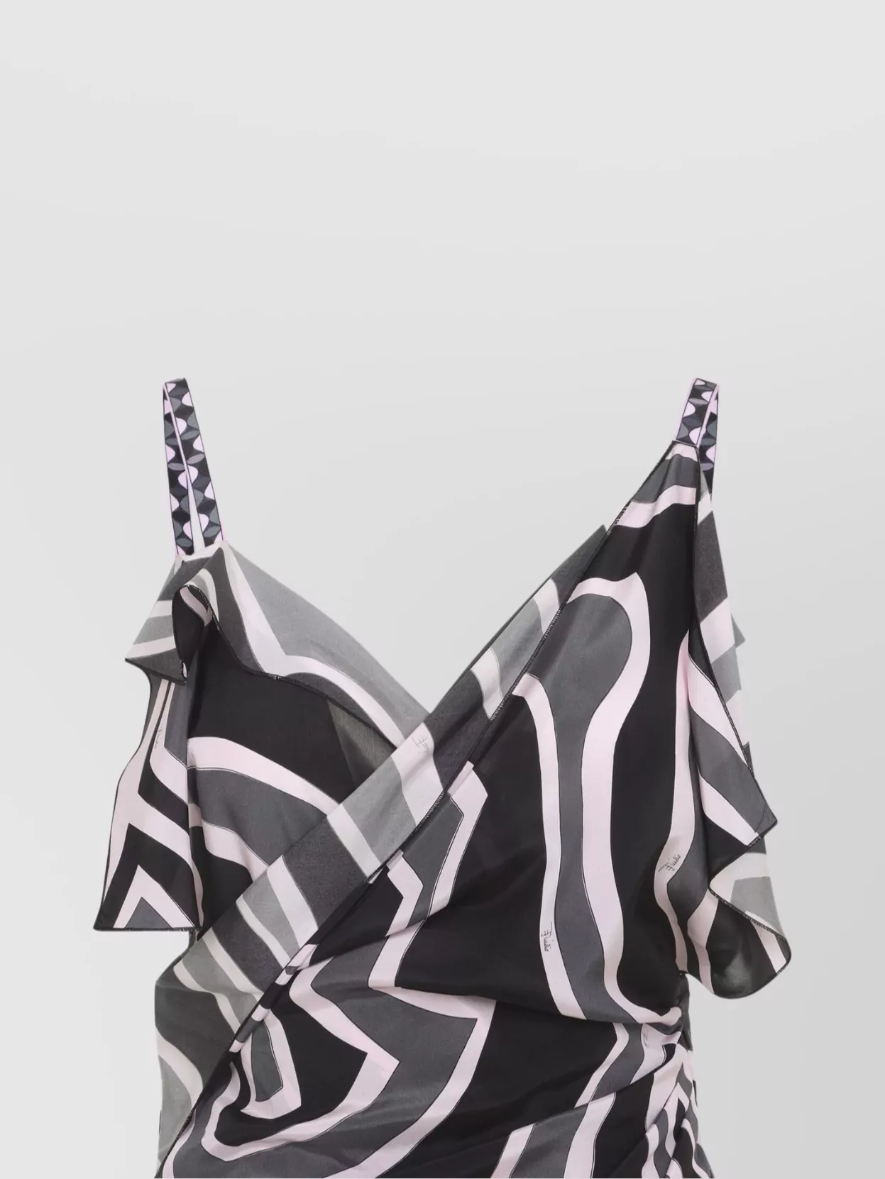 Pucci Spaghetti Strap Asymmetric Hem Dress In Multi