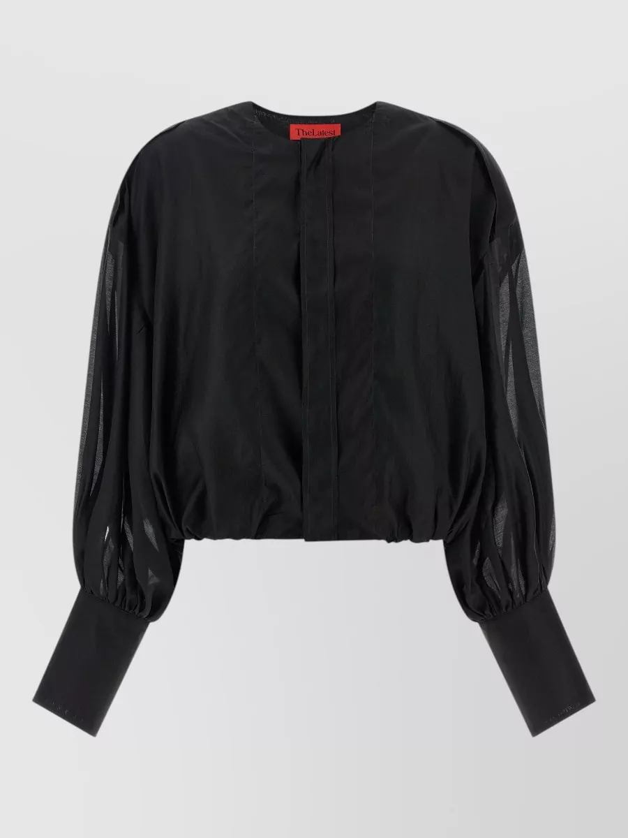 Thelatest Paneled Long-Sleeve Blouse