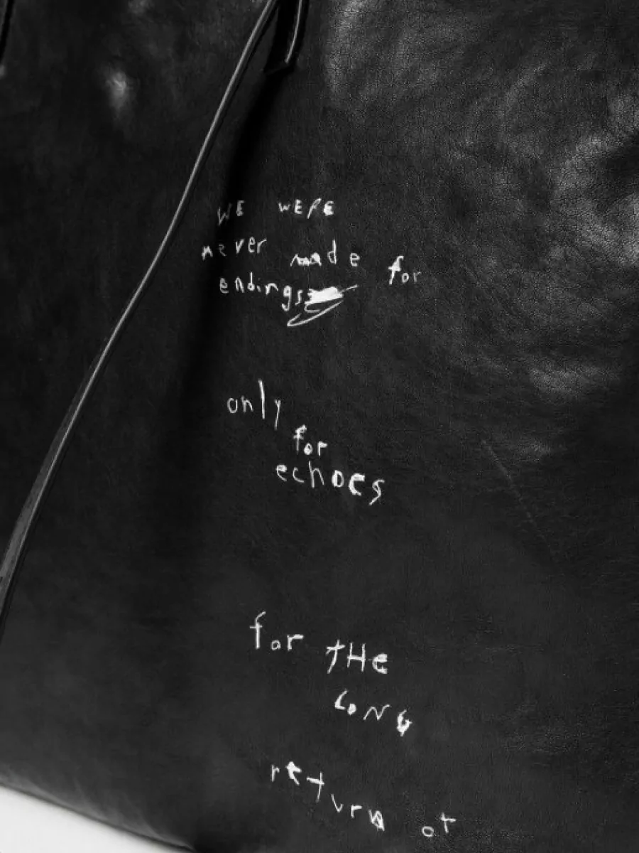 Ann Demeulemeester Leather Printed Tote Bag