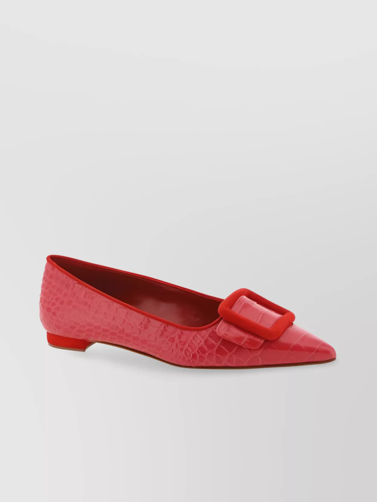 Manolo Blahnik Bow Calfskin Ballerina Shoes In Red