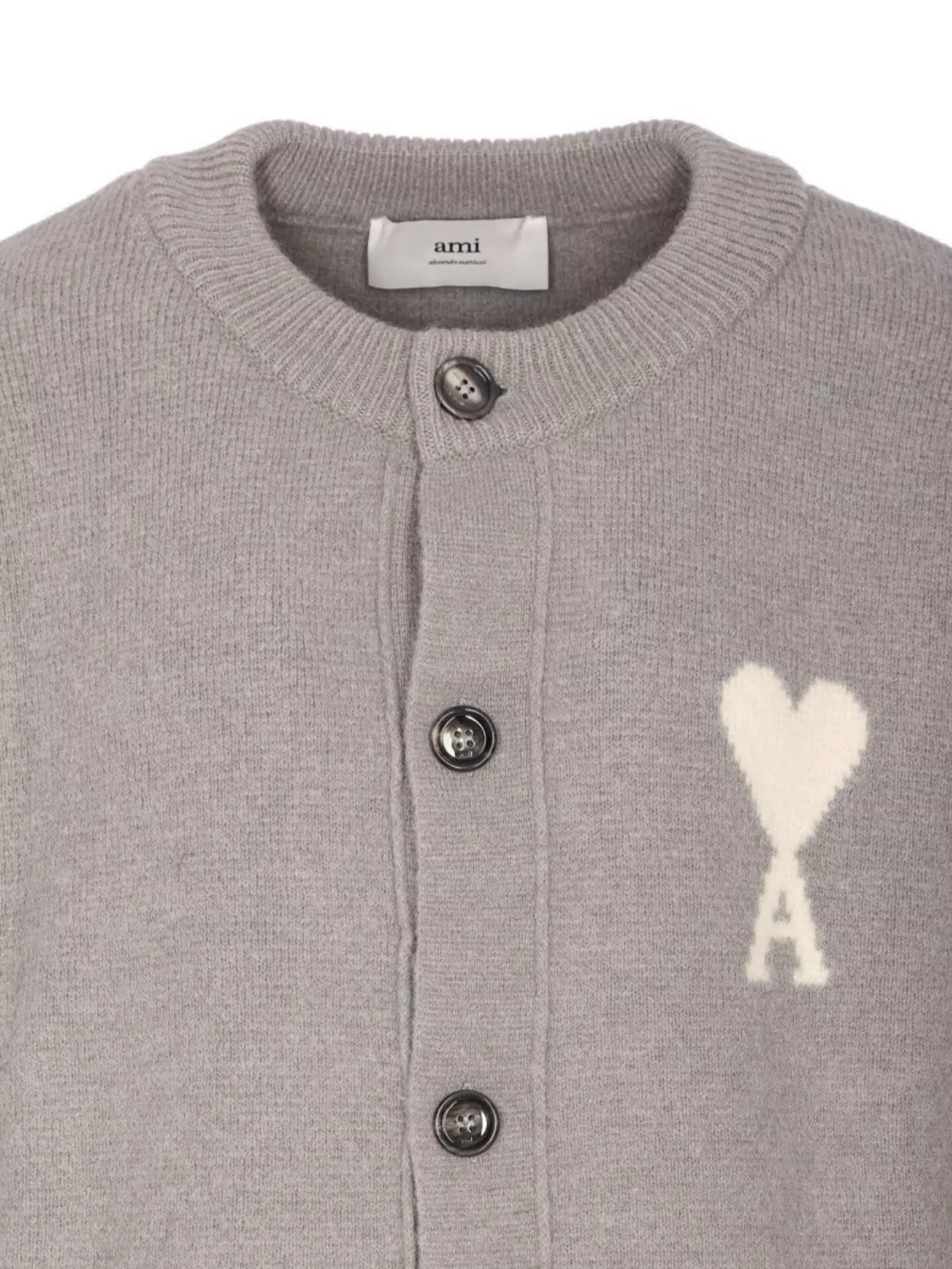 Ami Paris Oversized Crewneck Cardigan Front Pockets