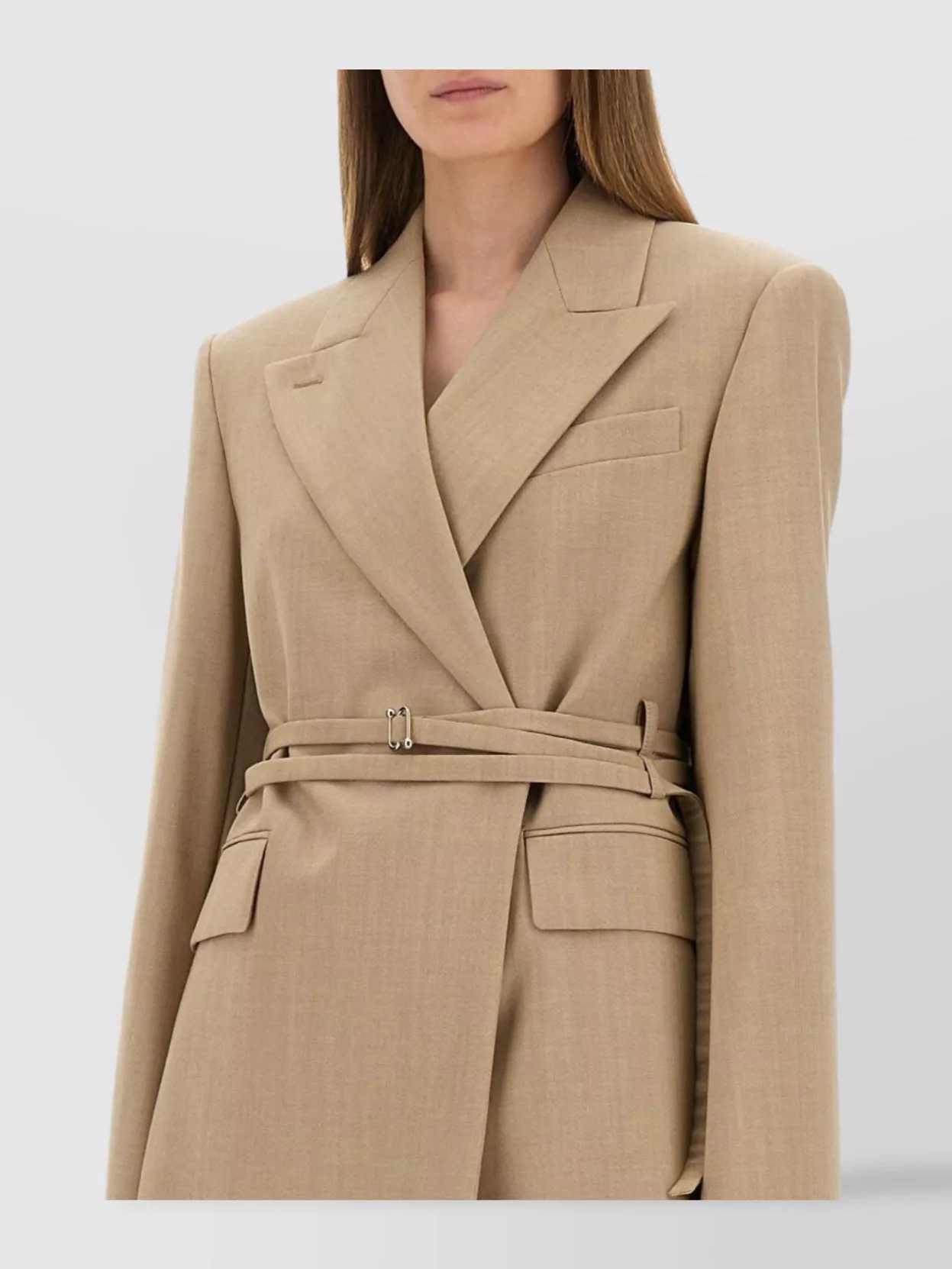 Sportmax Longline Fitted Jacket Belted Waist