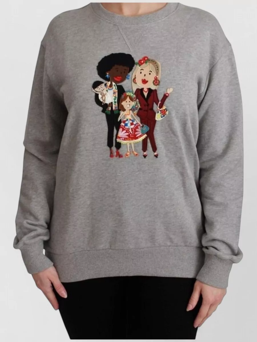 Dolce&Gabbana Embroidered cotton crewneck sweatshirt