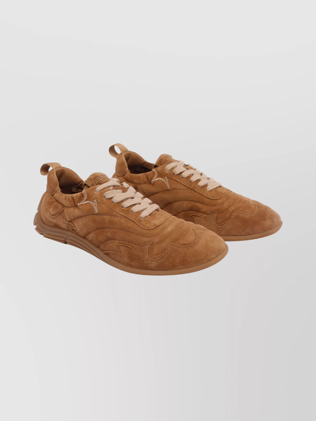 Ash Suede Low Top Sneakers With Round Toe In Brown