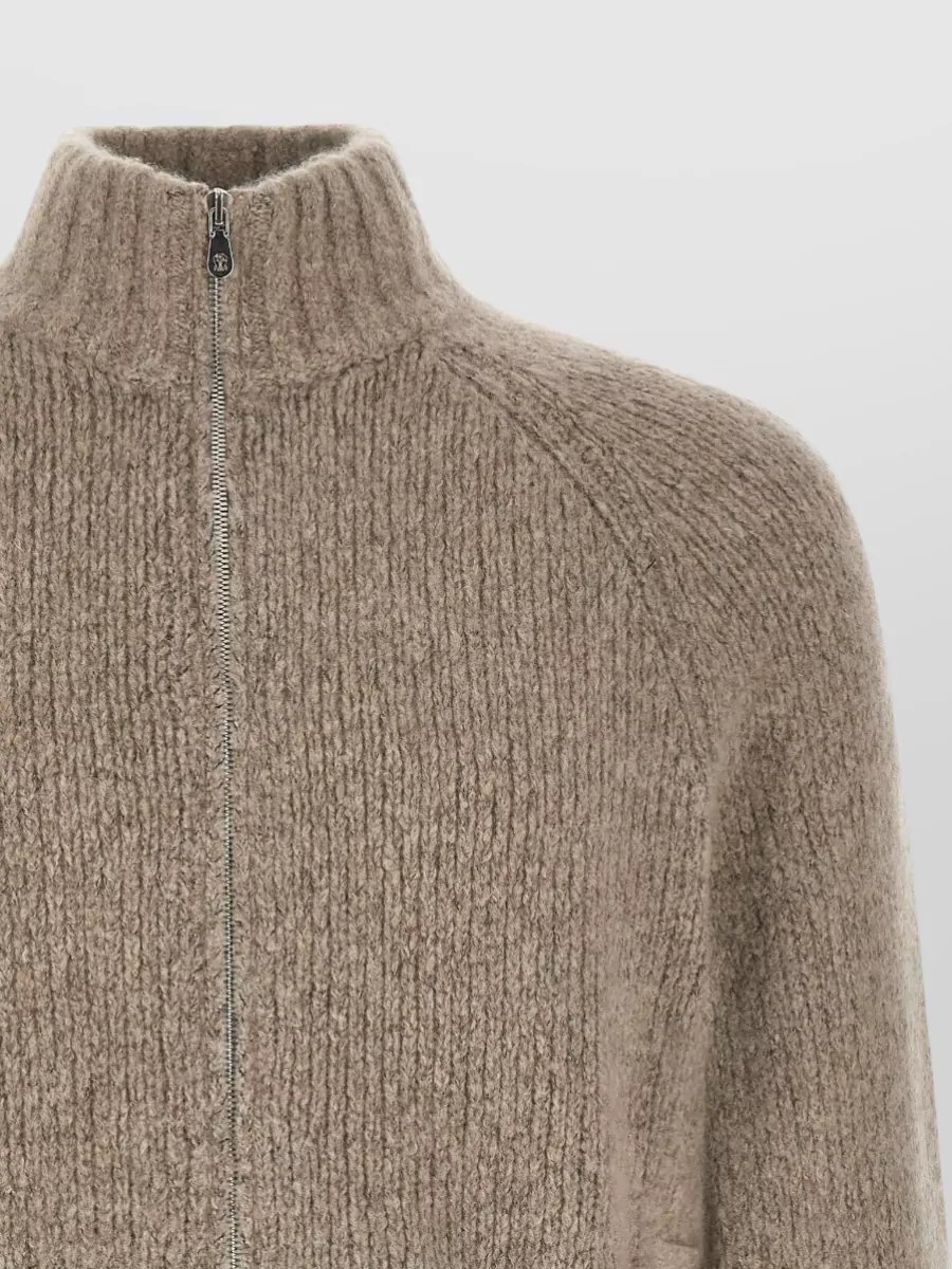 Brunello Cucinelli Cashmere Silk High-Neck Zip Cardigan