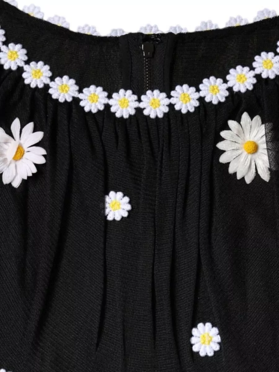 Dolce&Gabbana Silk Daisy Embroidered Midi Dress