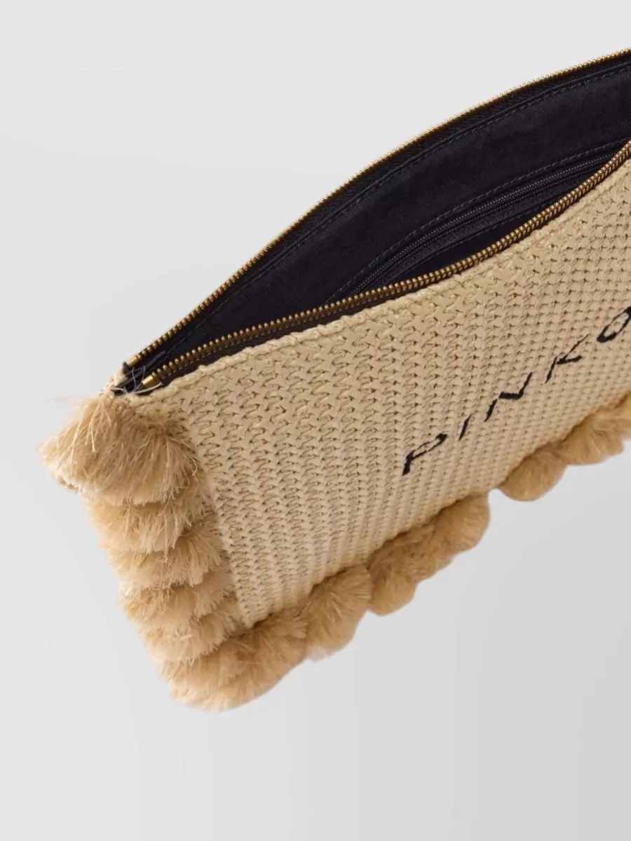 Pinko Love Bag Flat Raffia Clutch Bag