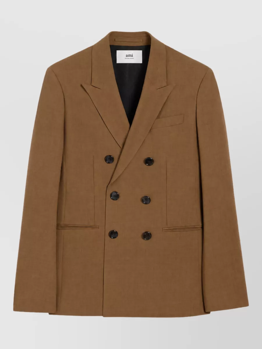 Ami Paris double-breasted virgin wool suit jacket