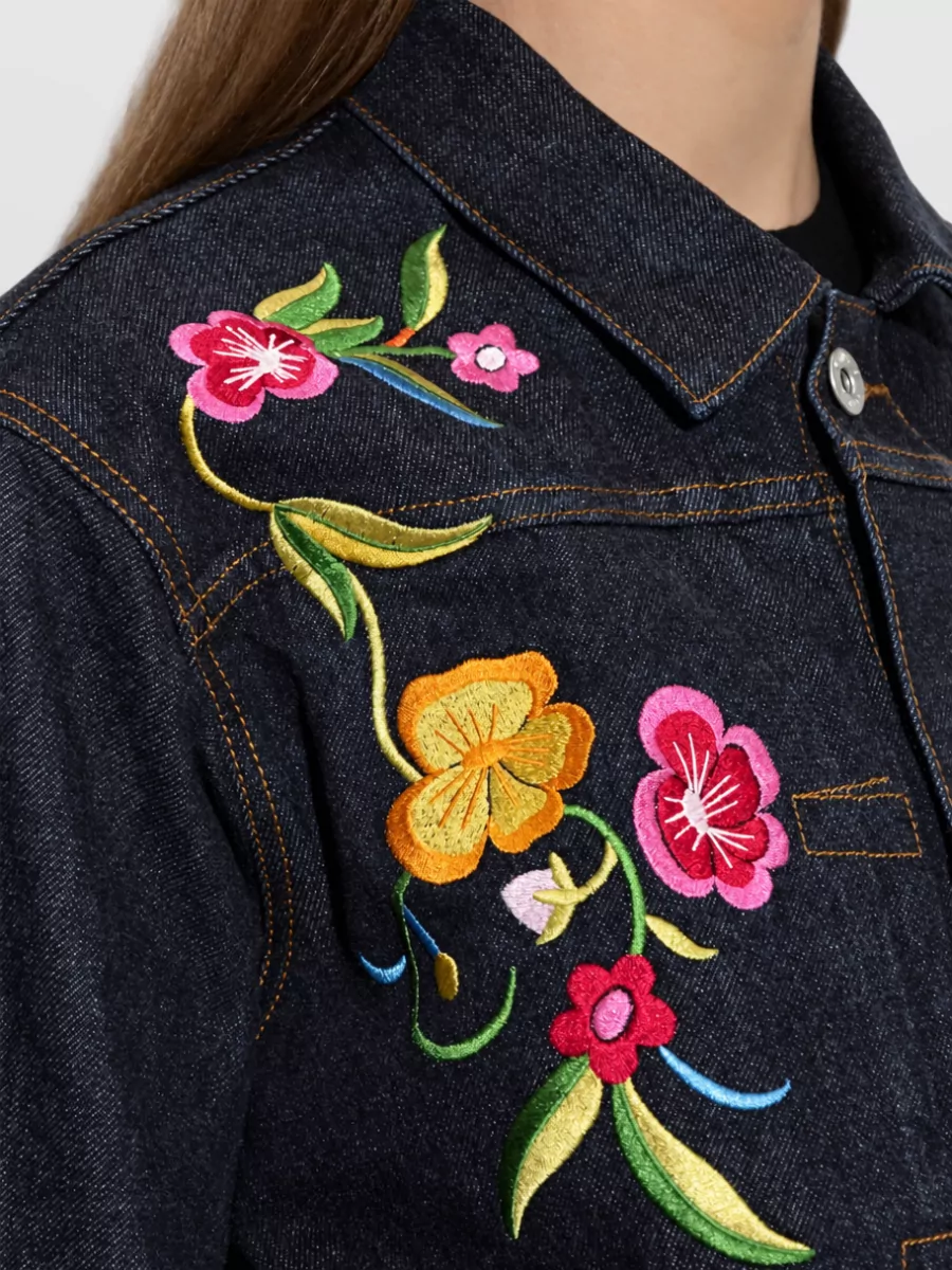 Kenzo Floral-Embroidered Denim Jacket