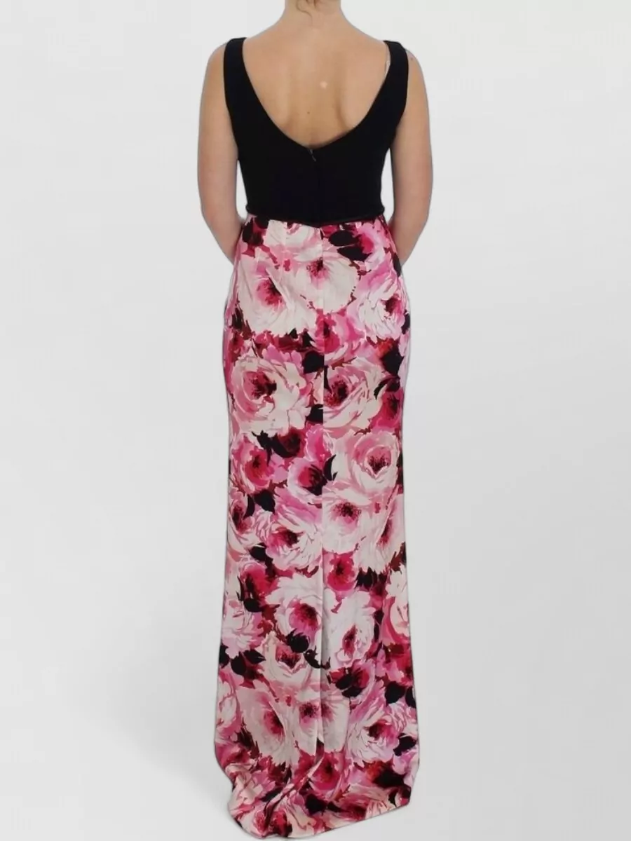 Dolce&Gabbana Silk Sleeveless Floral Print Boat Neck Maxi Dress