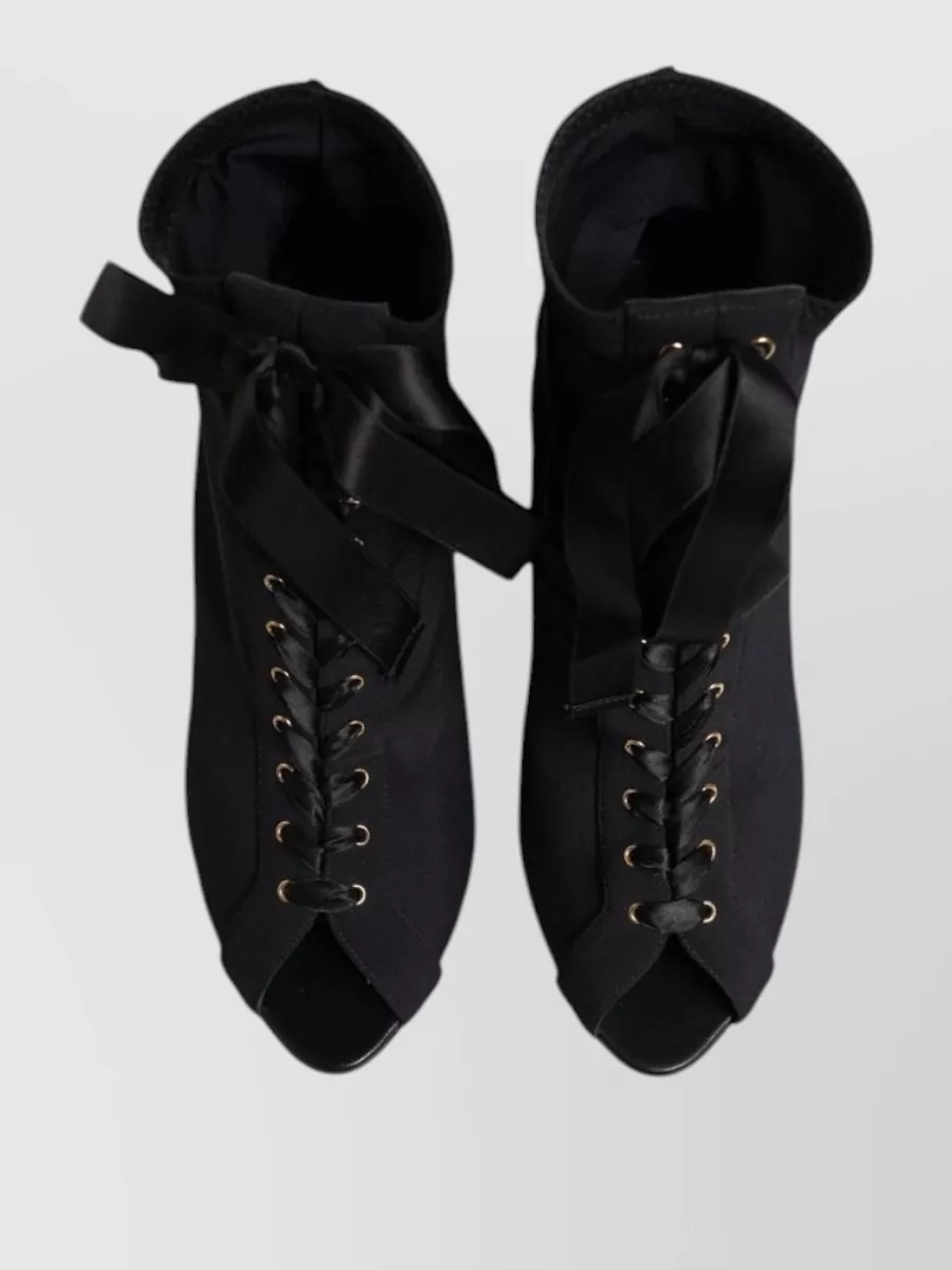Dolce&Gabbana Lace-Up Peep-Toe Stiletto Ankle Boots