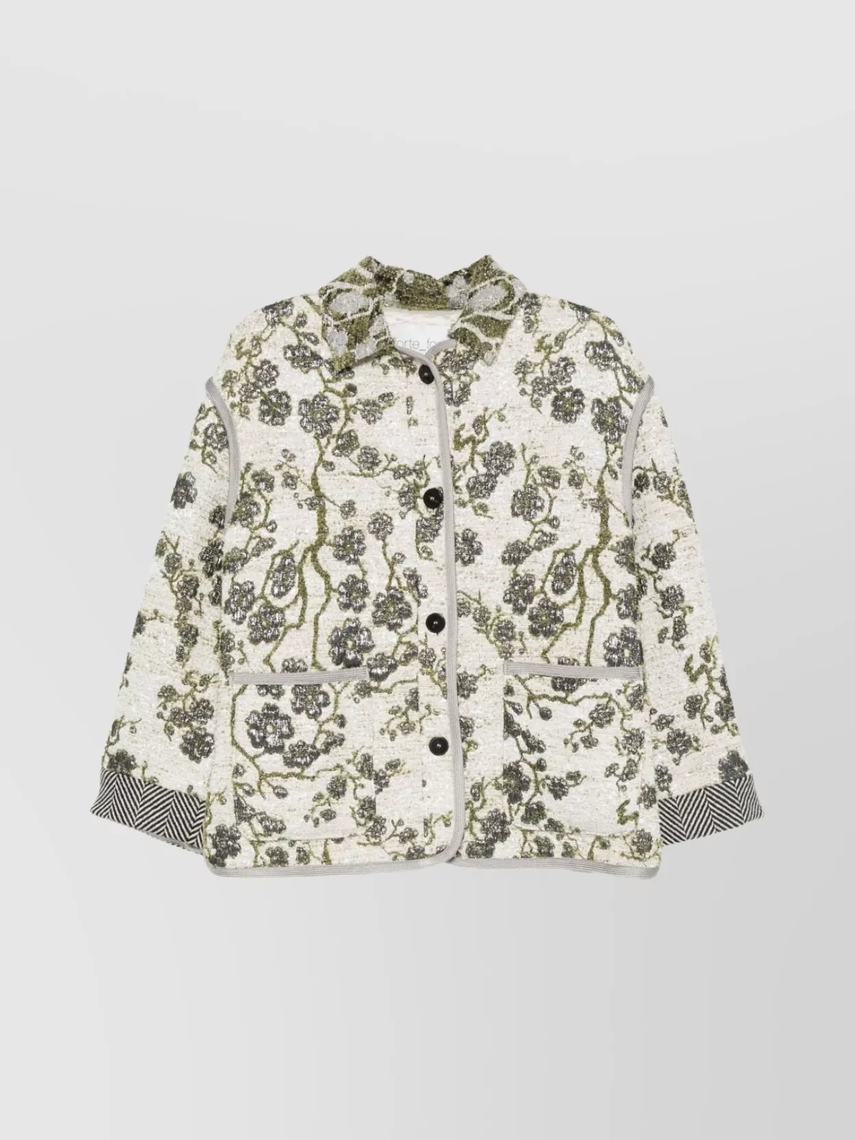 Forte Forte Textured Floral Blazer Contrast Trim In Multi