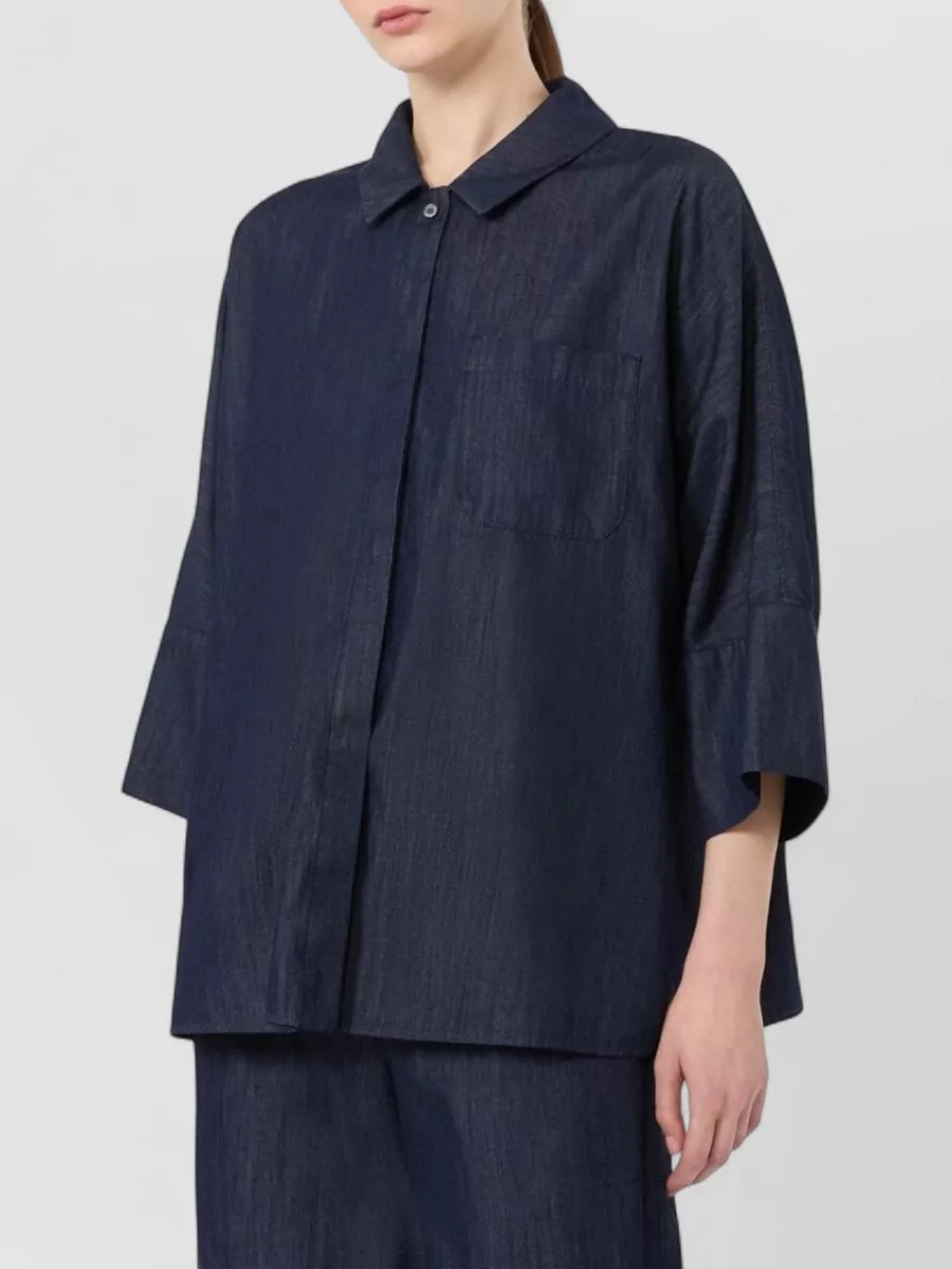 Max Mara Denim 3/4-Sleeve Shirt