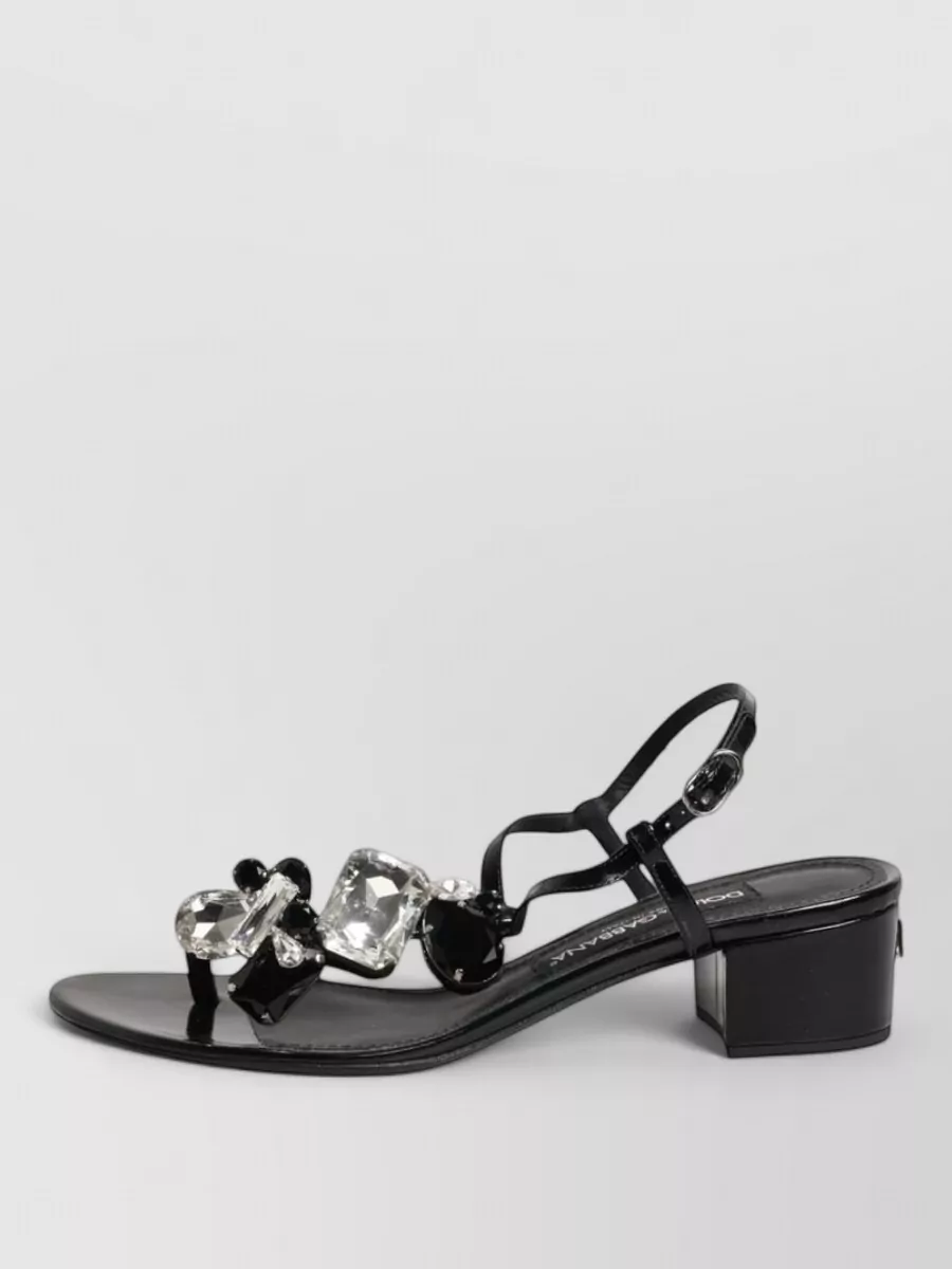 Dolce&Gabbana Leather Crystal Ankle-Strap Sandals