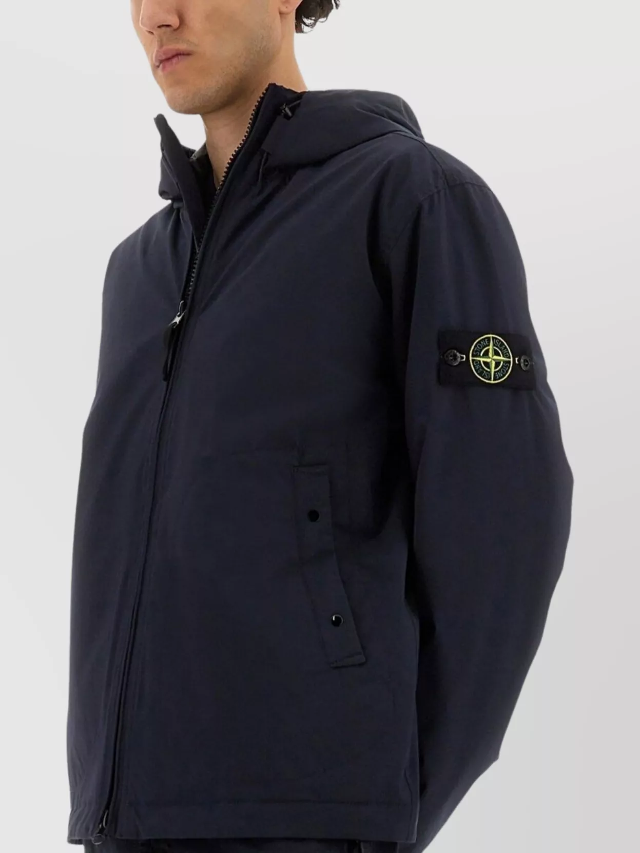 Stone Island Hooded Jacket With Adjustable Cuffs And Side Pockets