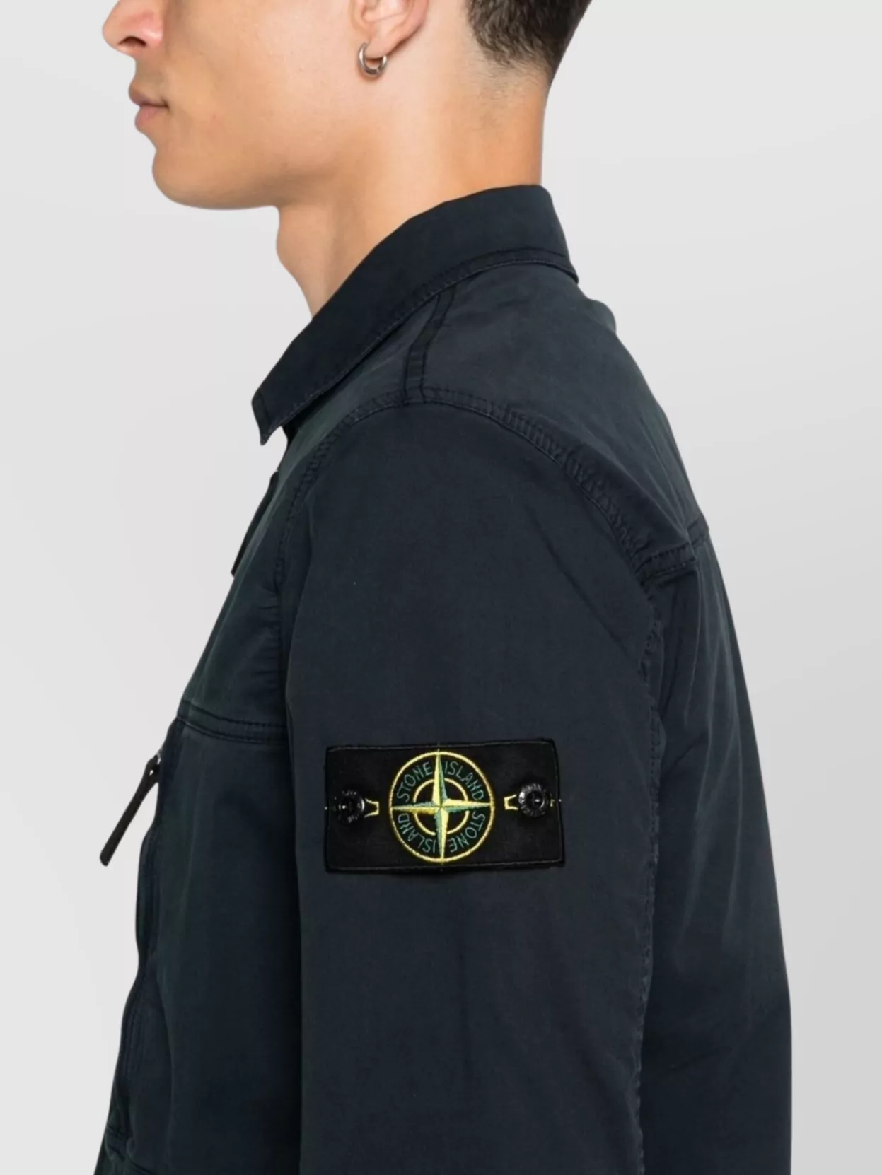 Stone Island Overshirt With Long Sleeves And Point Collar