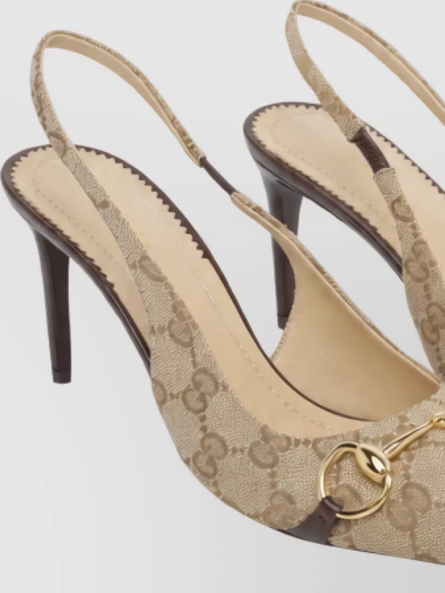 Gucci Logo-Print Slingback Pumps
