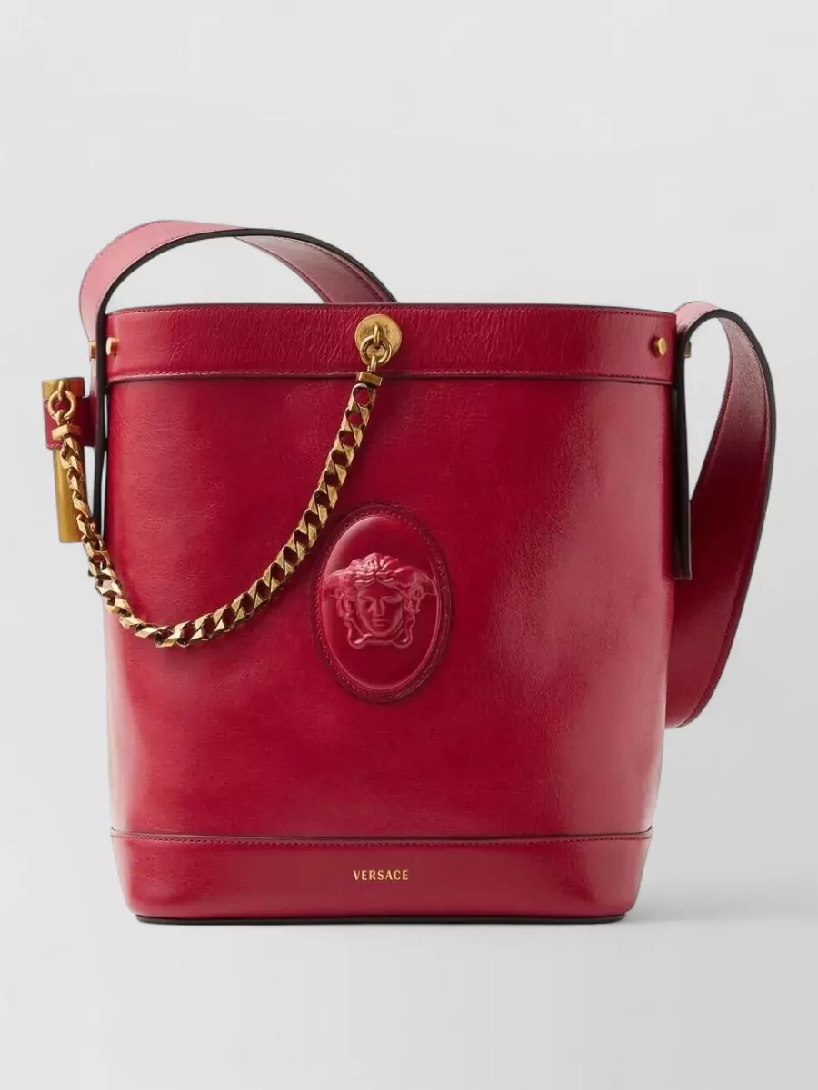 Versace small calf leather bucket shoulder bag