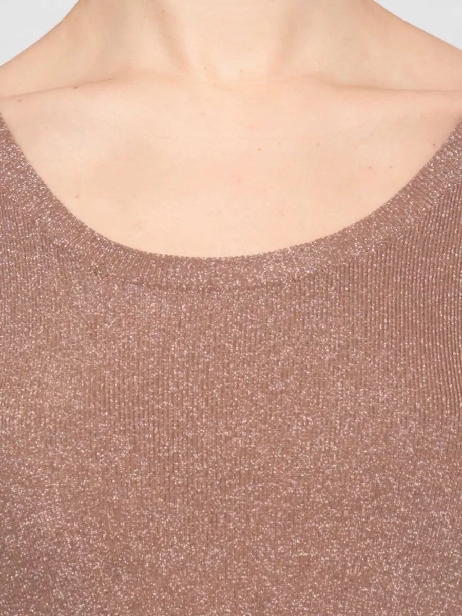 Fabiana Filippi Metallic-Knit Crewneck Knitted Top
