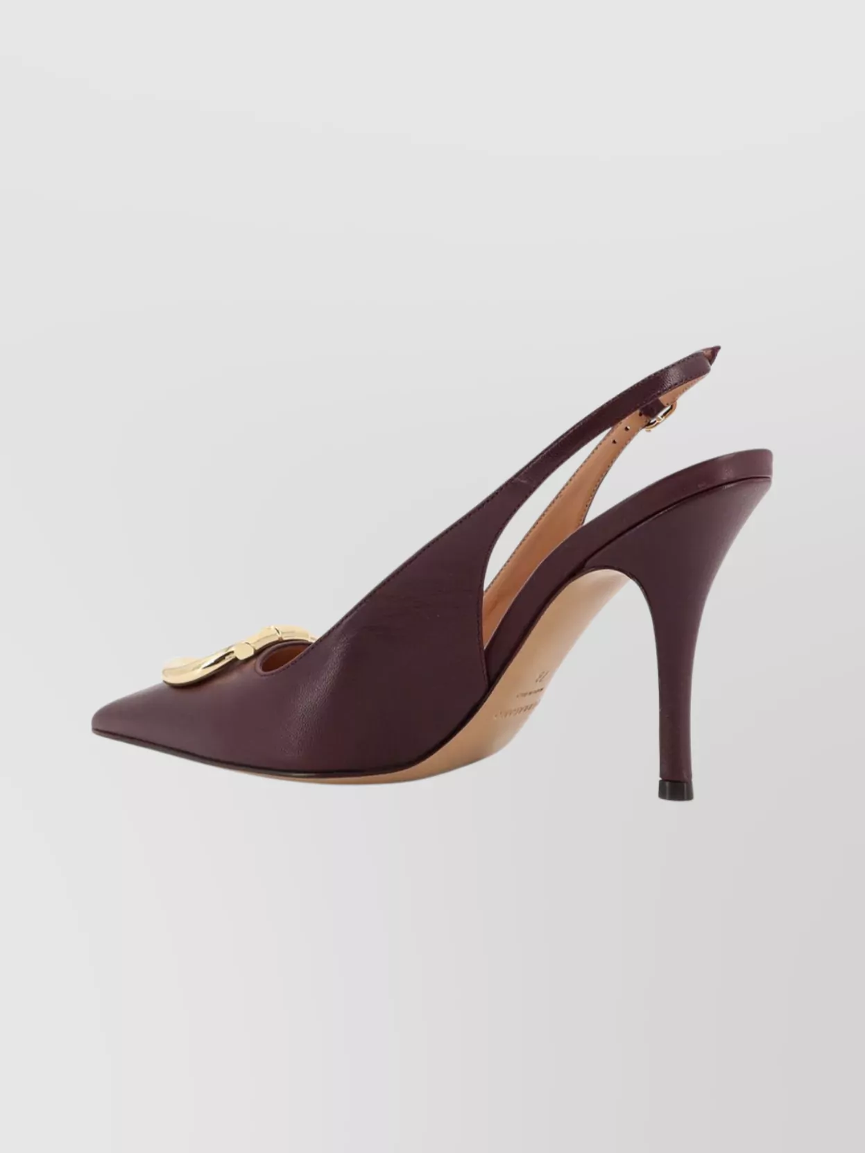 Ferragamo Sara 95 Leather Slingback High Heel In Burgundy