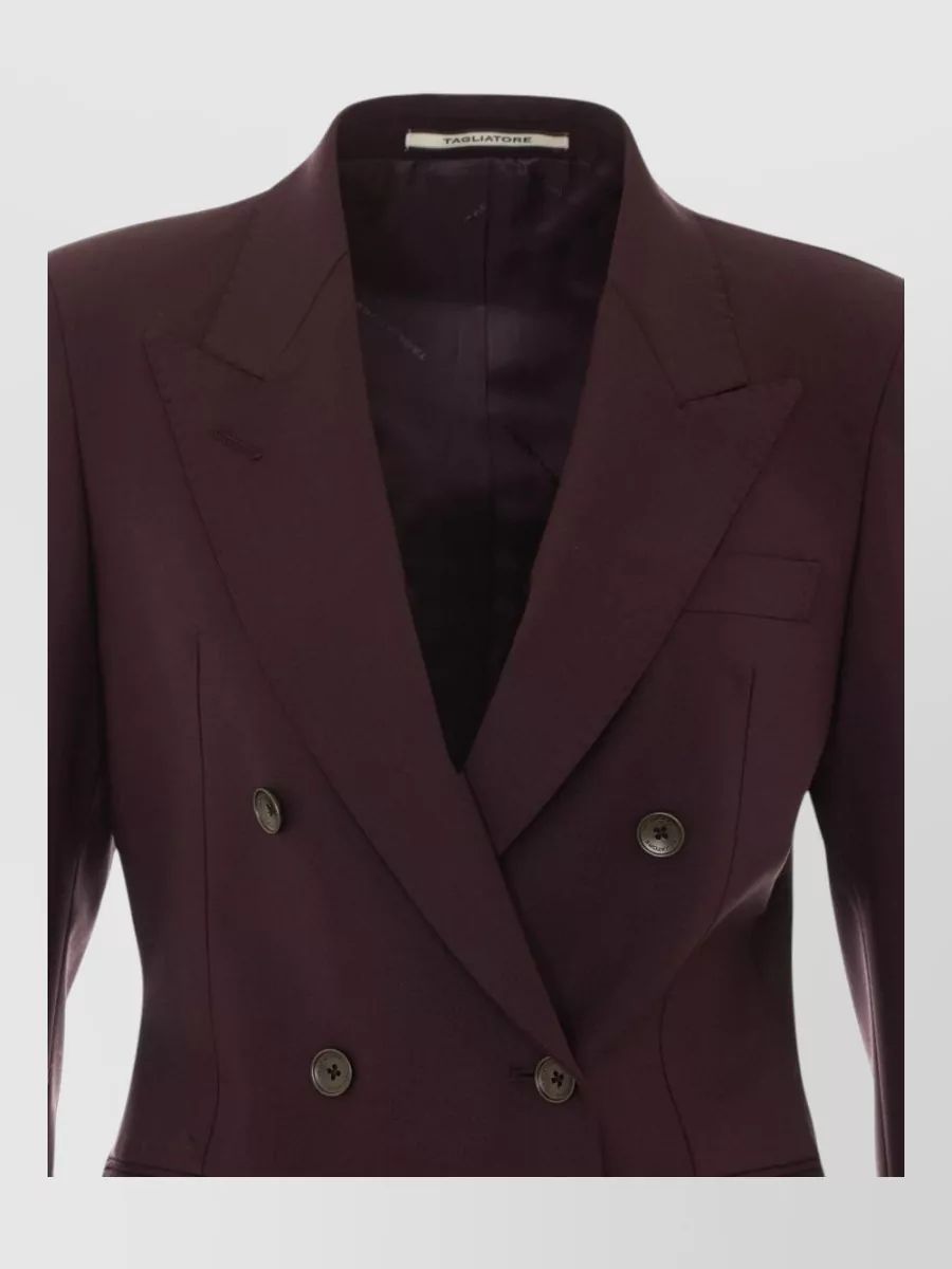 Tagliatore Wool Double-breasted Trouser Suit In Burgundy