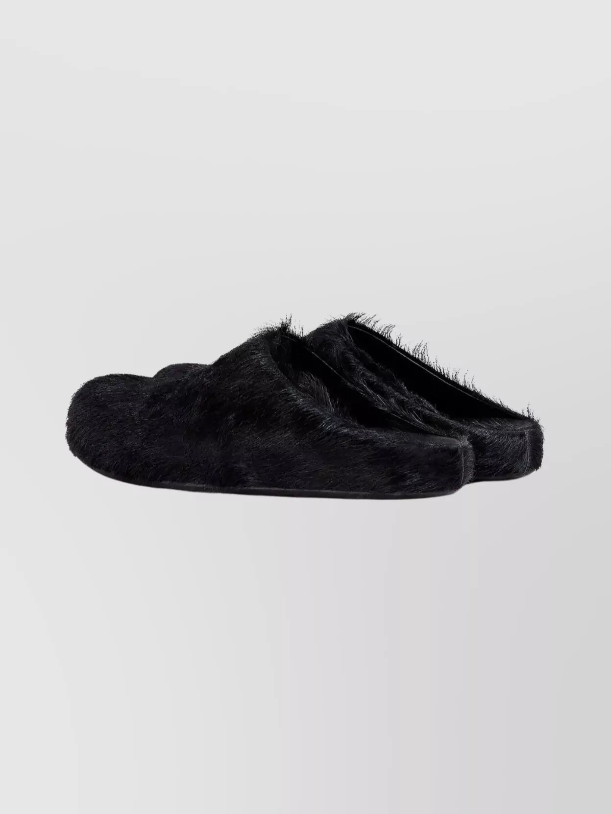 Marni Calfskin Slip-On Slippers Faux Fur