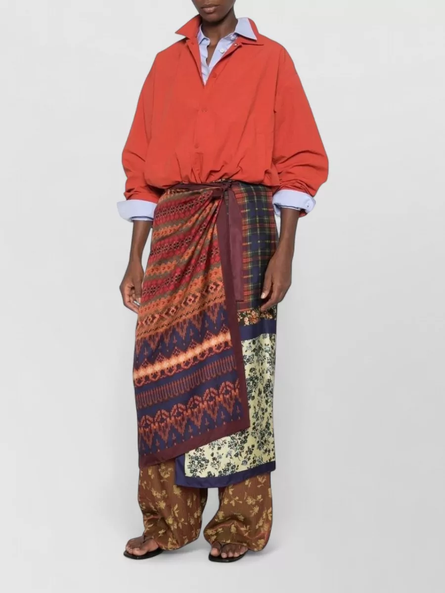 Dries Van Noten Silk Midi Wrap Skirt