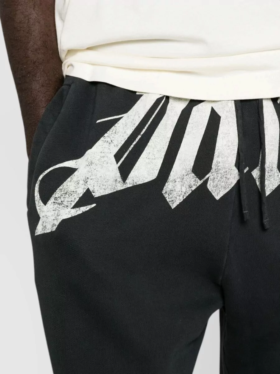 Palm Angels Cotton Logo Print Wide Leg Sweatpants