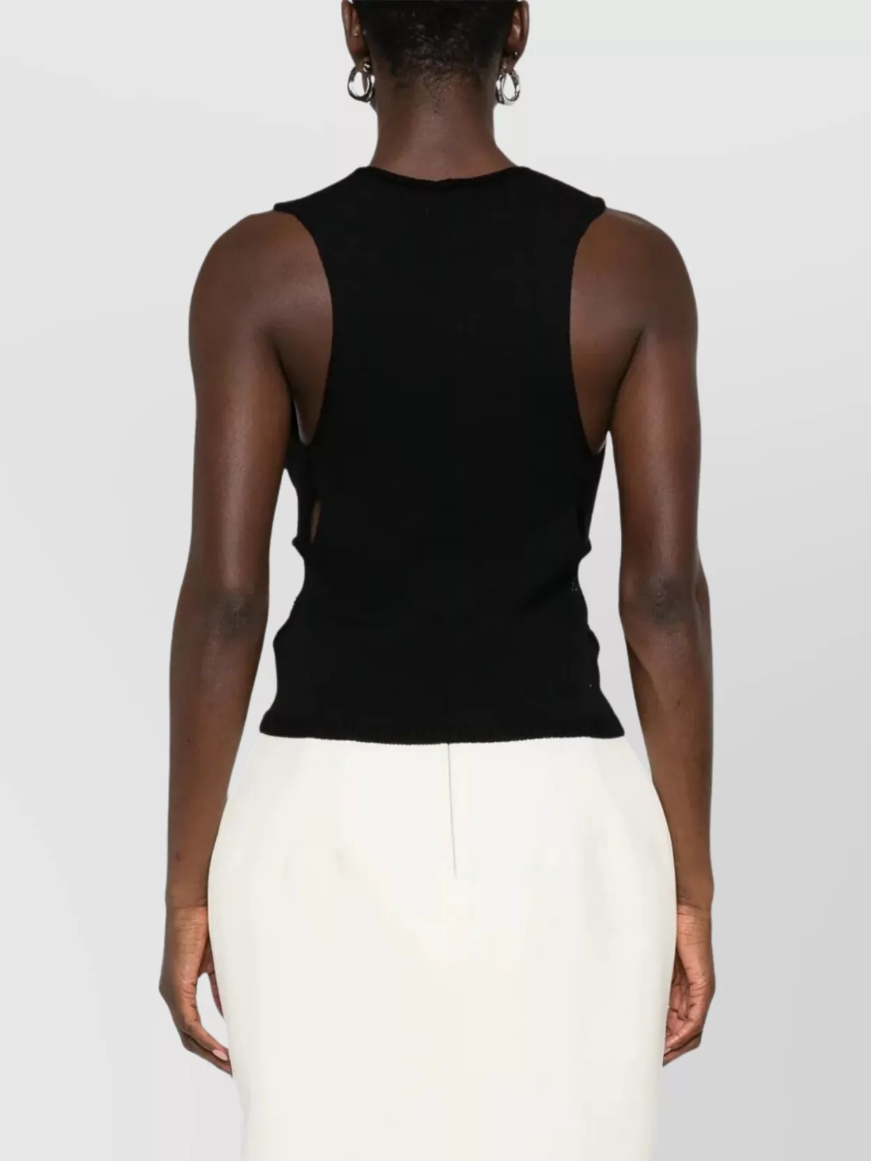 Rick Owens Sleeveless Top With Cut-out And Ribbed Edges In Black