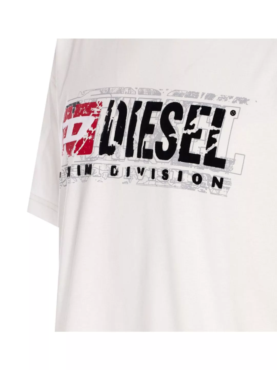 Diesel Crewneck Graphic Print T-shirt With Velvet Logo In White