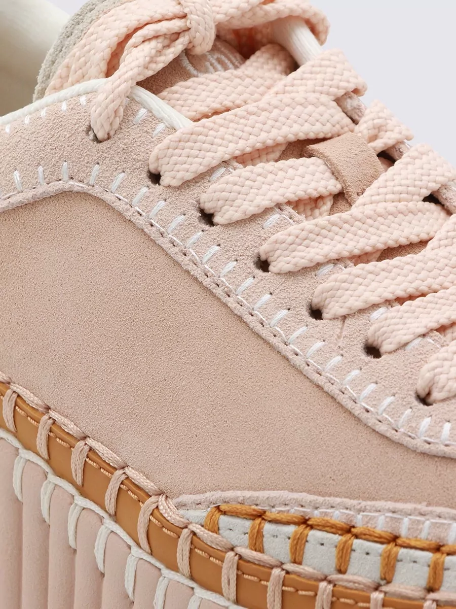 Chloé Low Top Sneakers Featuring Contrast Stitching And Textured Sole In Multi
