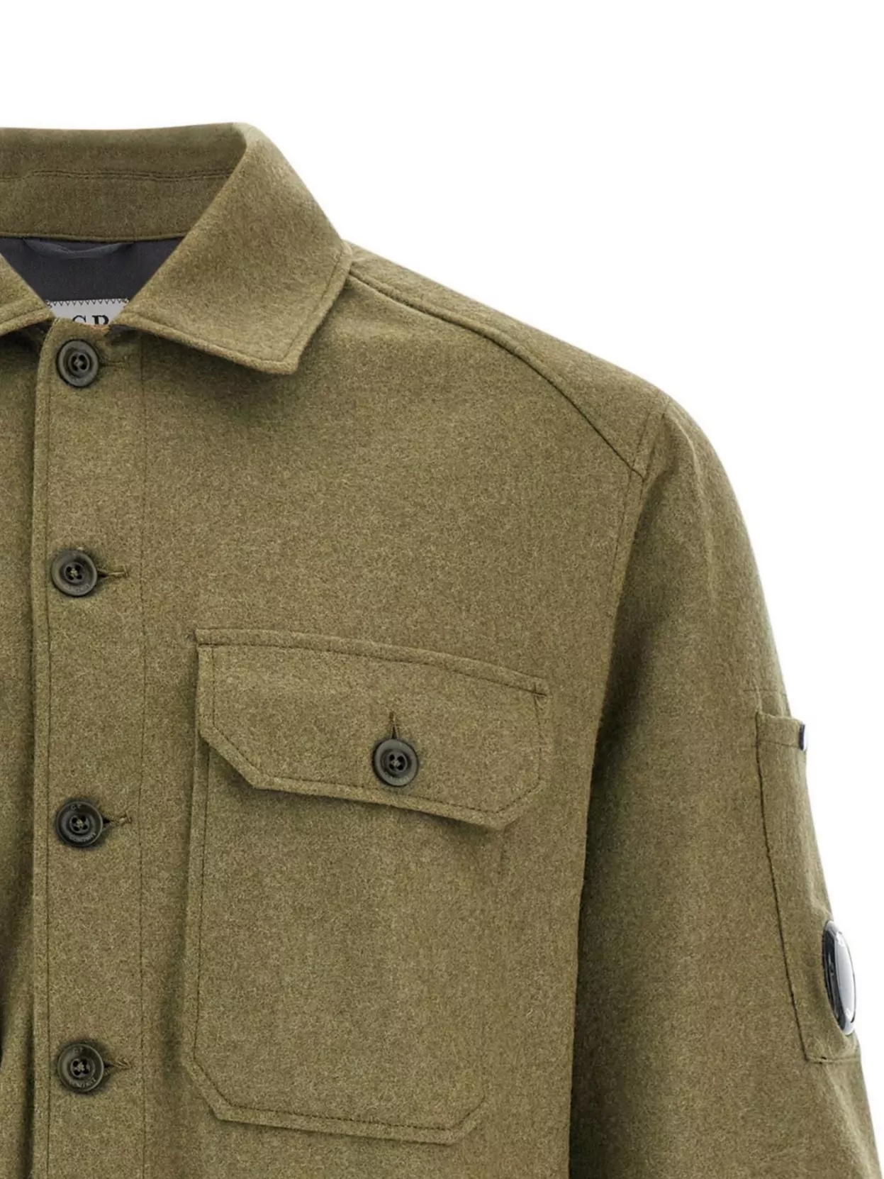 C.p. Company Wool Shirt Jacket Featuring Chest Pockets