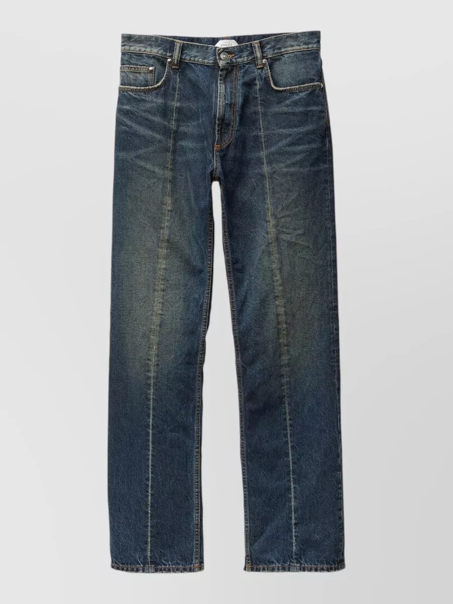 Versace Denim distressed straight-leg jeans