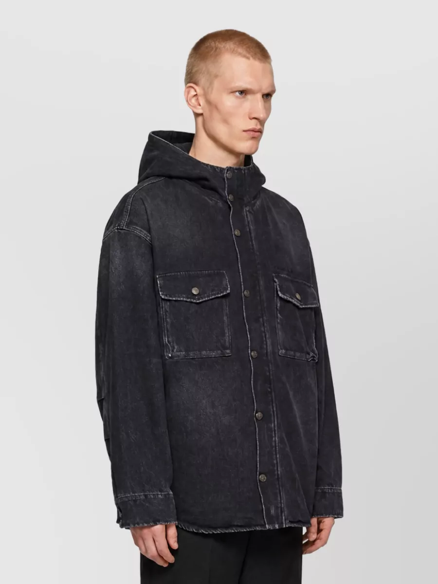 Balenciaga denim hooded cargo jacket