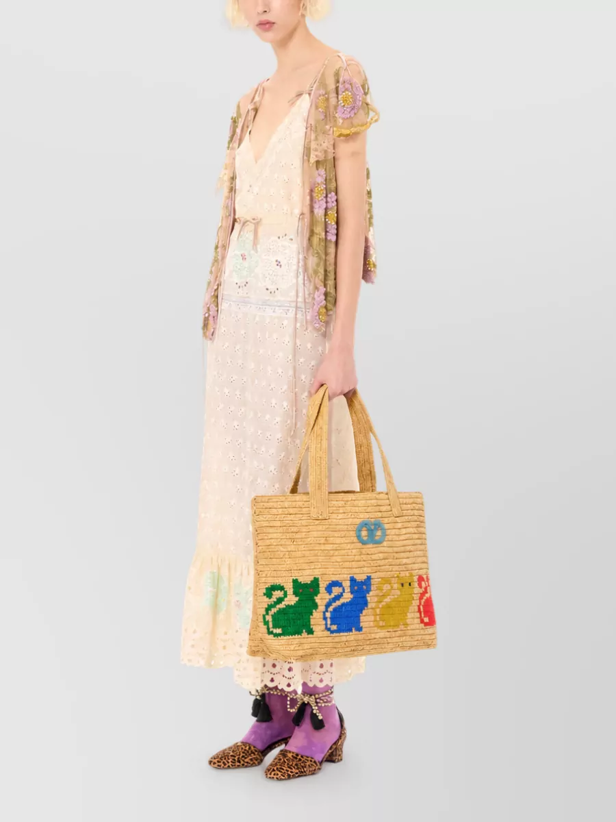 Valentino Raffia Tote Bag