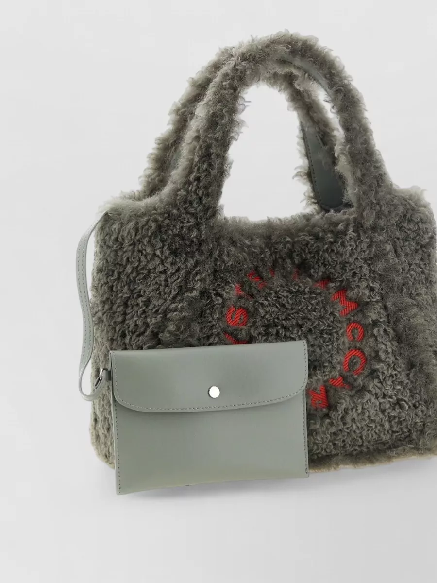 Stella Mccartney Stella Logo Shearling Shoulder Bag