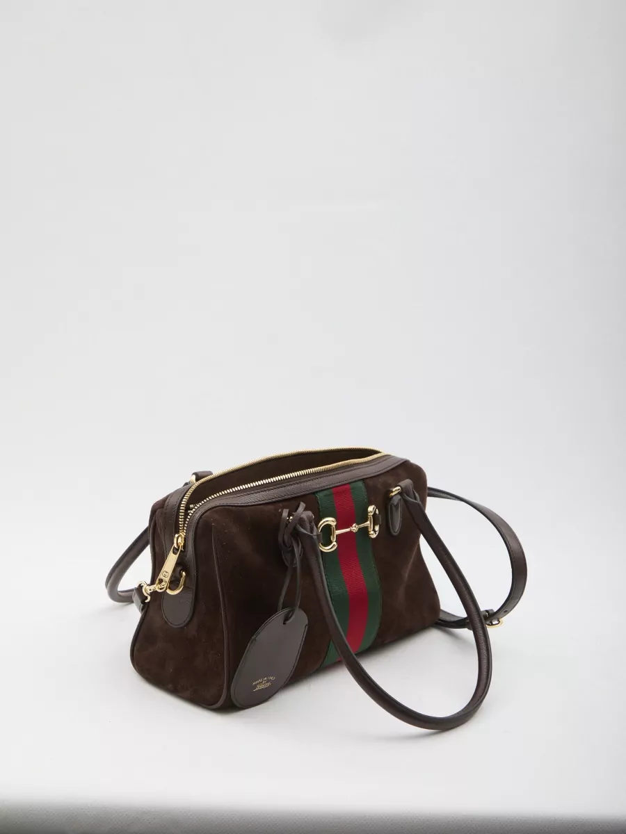 Gucci Medium Bowling Shoulder Bag Web Stripe