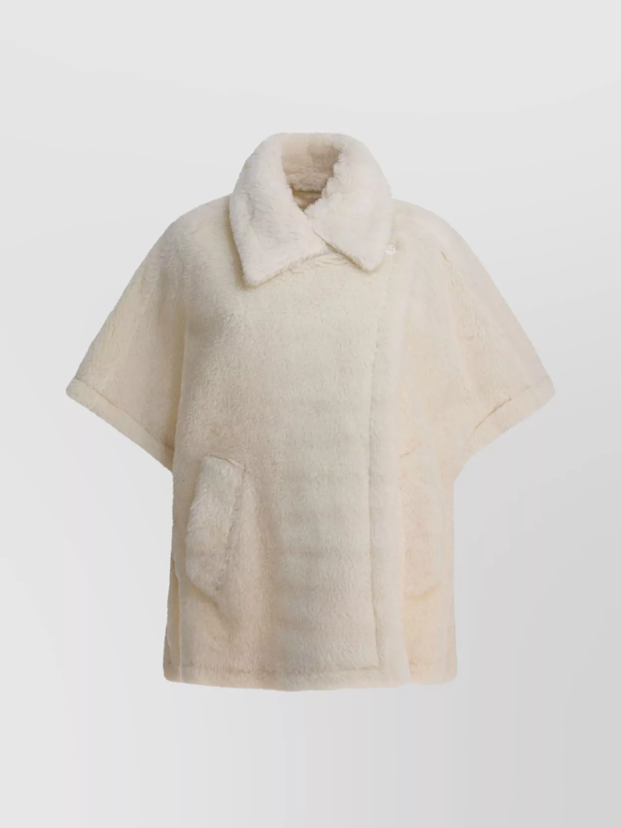 Max Mara Wool And Alpaca Short Sleeve Cape In Neutral