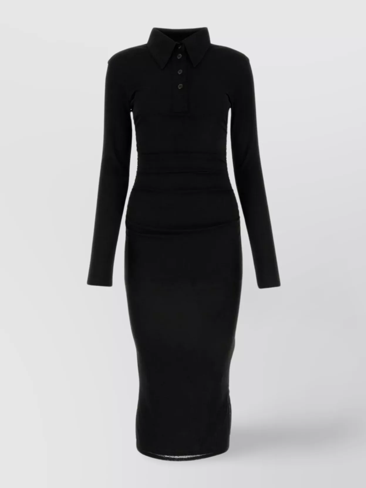 Shop Nanushka Polyester Polo Dress With Side Gatherings And Slits In Black