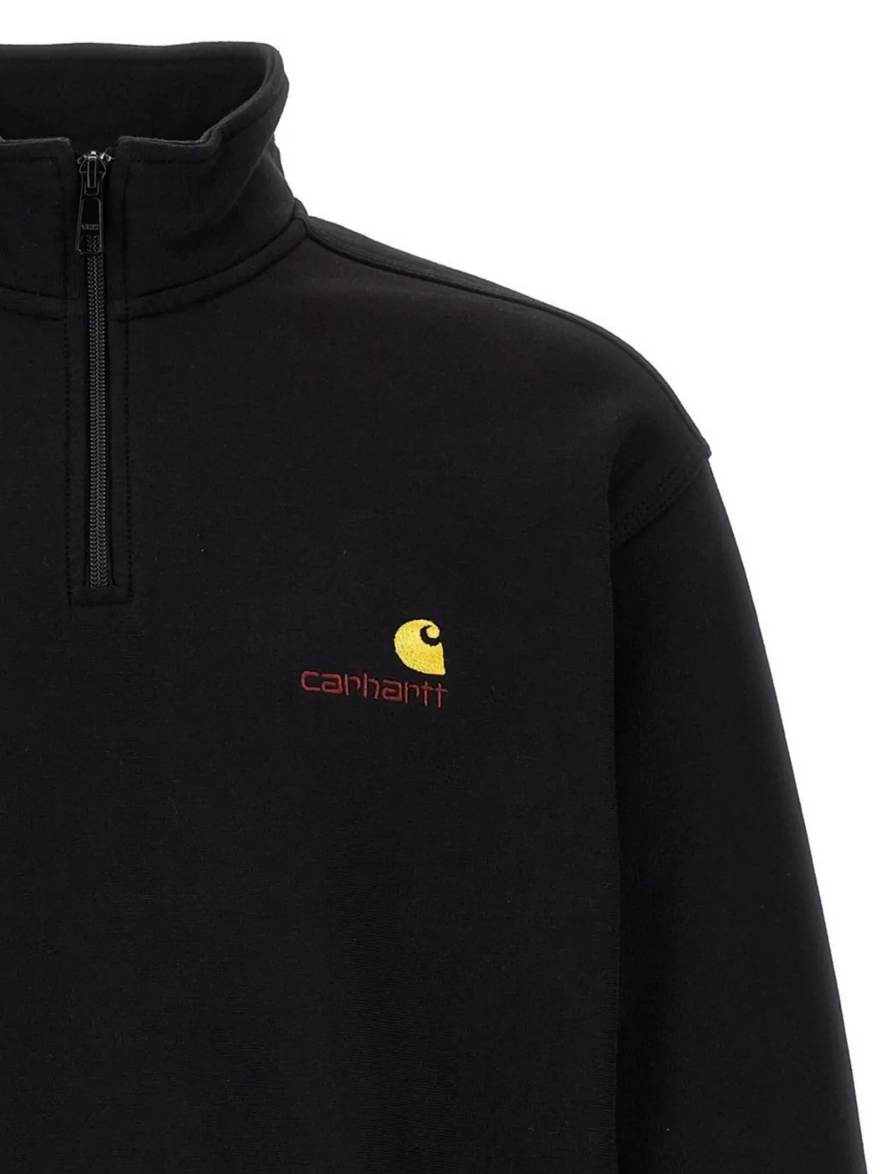 Carhartt Script Sweatshirt With Ribbed Cuffs And Hem In Black