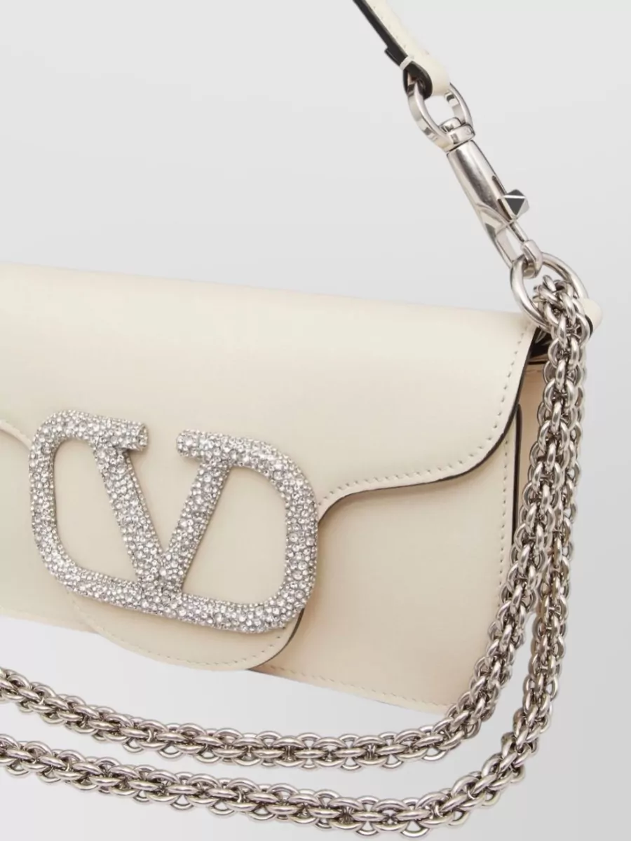 Valentino Garavani Locò Small Leather Crystal-Embellished Shoulder Bag
