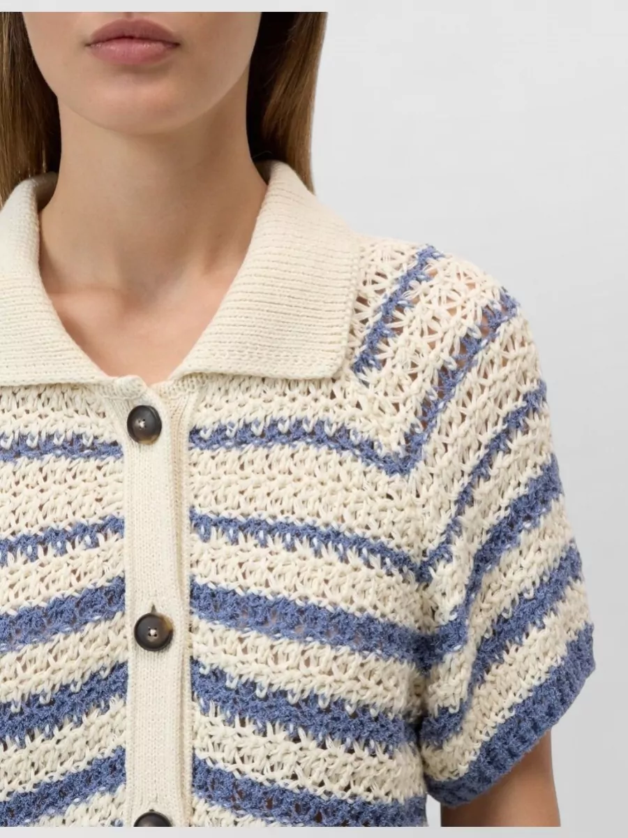 Closed Striped Short-Sleeve Cardigan
