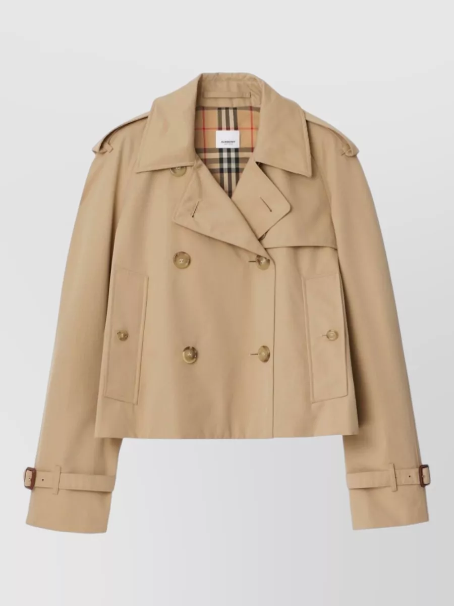 Burberry Cotton Double-Breasted Cropped Trench Coat