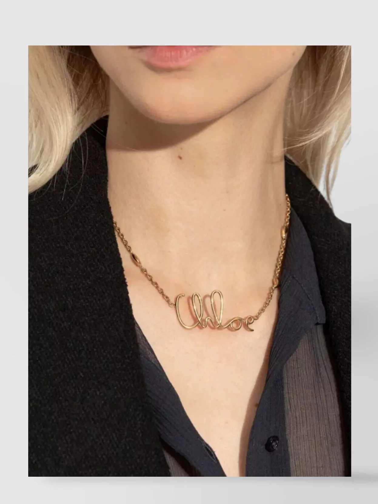 Chloé Adjustable Chain Necklace Script Pendant